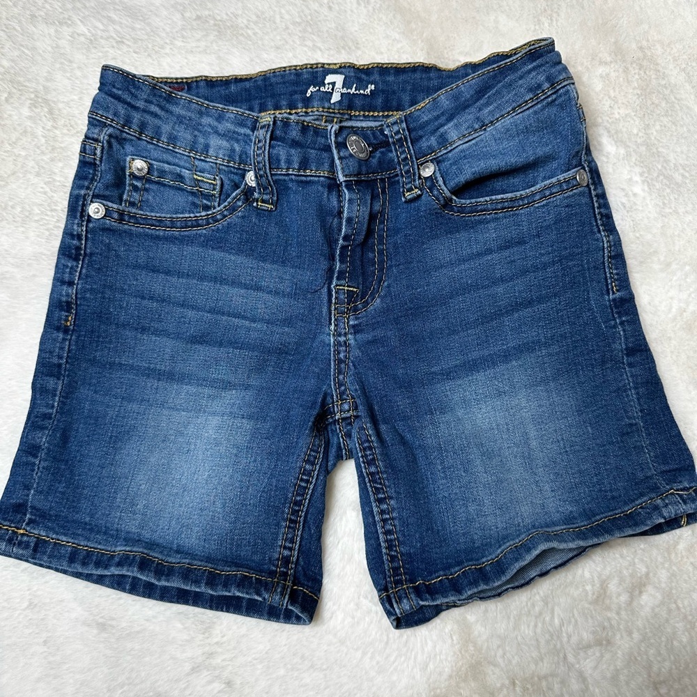 7 For All Mankind Kids Dark Blue Denim Shorts